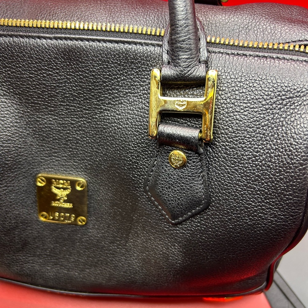 MCM Black Leather Duffel with Gold Details - Picture 10 of 16